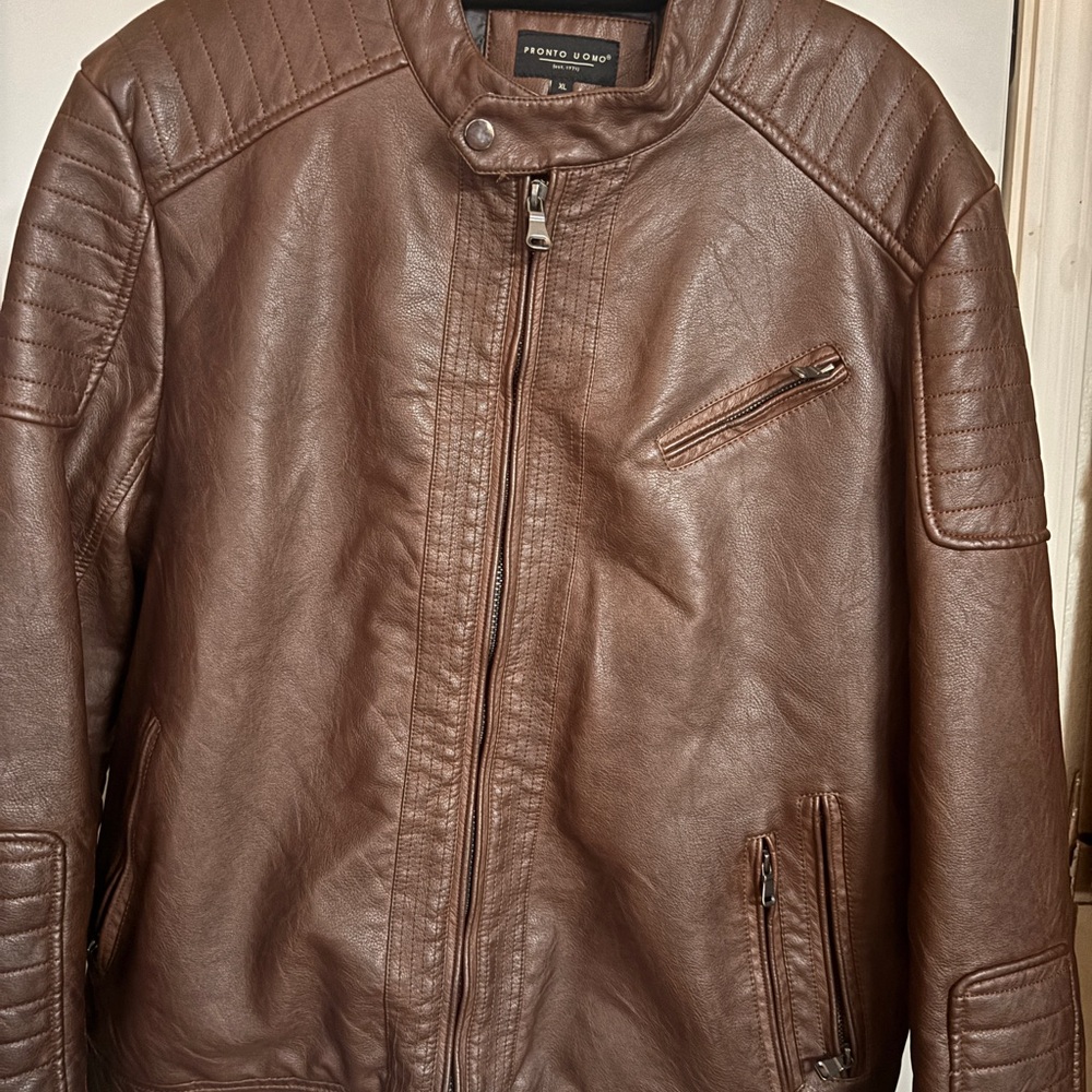 Pronto Uomo Brown Bomber Varsity Jacket Quilted Design